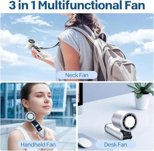Maikaibuzi Handheld Turbo Fan with Ice Cooler,Portable Refrigerated Fan with Digital Display,100-Speed Mini Turbo Fans for Outdoor Camping Travel Home Office — view 2