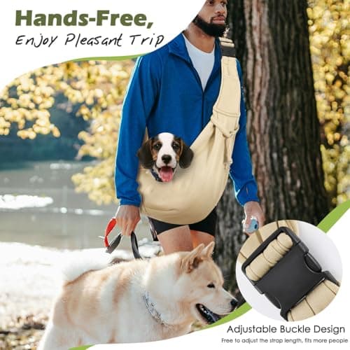 Pawaboo Small Dog Sling Carrier,for 3-10 lbs Pets, Light Khaki — view 3
