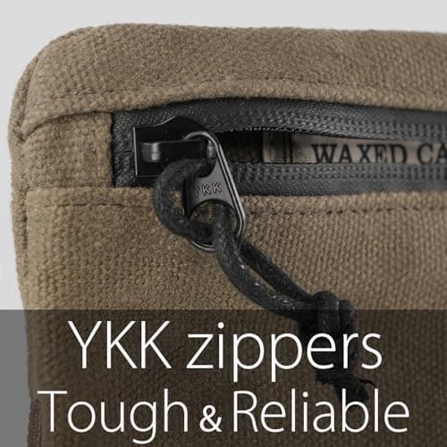 diodrio Belt Zipper Pouches for Men Women Compact EDC Pouch, YKK Zipper, Anti-Theft Pickpocket Proof Safety Wallets, Waist Pack for Traveling Hiking, Water Resistant, Tough Waxed Canvas, Olive — view 5