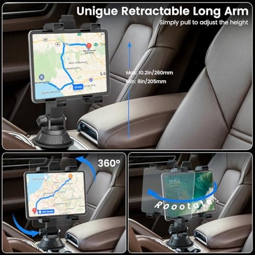 OHLPRO Cup Holder Car Tablet Mount for Truck, Universal iPad Holder for 7-11" iPad Pro Air Mini, Galaxy Tab, Adjustable Arm, Extendable & Flexible Car Mount for Road Trip Essentials,Travel Accessories — view 6