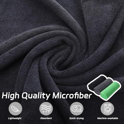 3 Pack Gym Towels Men Small Microfibre Sports Sweat Towels Black,Green,Grey — view 6