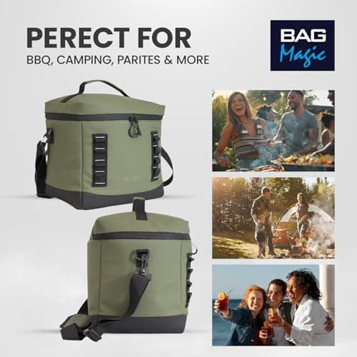 Bordlite 15L Insulated Cooler Bag Khaki – Leakproof Large Lunch Bag with Waterproof Lining, Thermal Insulation, Adjustable Shoulder Strap, Picnic Travel Cooler for Food & Drinks — view 6