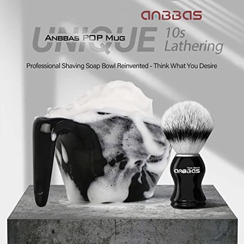 Anbbas Shaving Brush Set,Vegan Favor Nylon Bristles Brush with Food-Grade Melamine POP Mug for Lathering and 3.5oz Shaving Soap Refill for Men Wet Shave,Women Girls Hair Removal — view 2