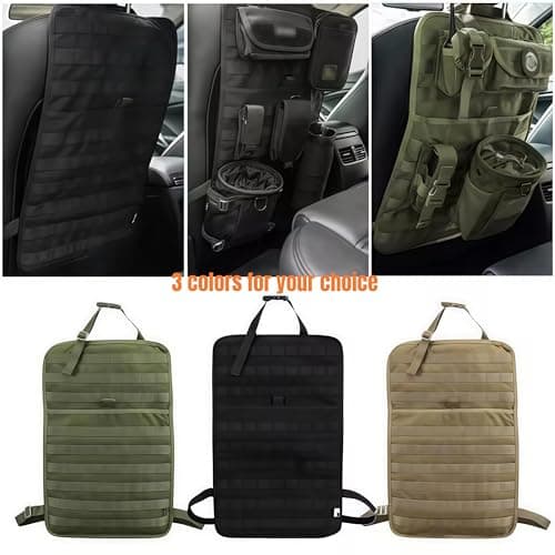 Tactical MOLLE Car Seat Back Organizer - Sag-Proof Vehicle Panel Protector w/9-Row Storage, Universal Fit for SUV, Truck, Pickup (Khaki) — view 6