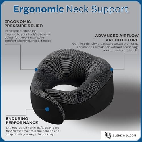 Blend & Bloom Travel Pillow for Airplane, Black — view 3