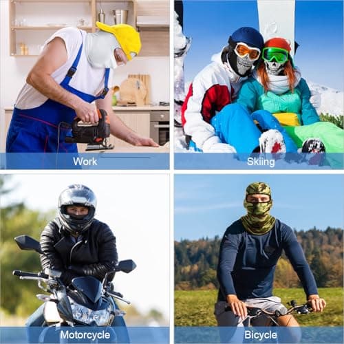 DiULi Balaclava Ski Face Mask, White Ski Mask UV Protector Scarf — view 6