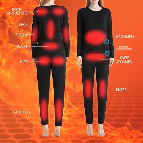 Men Women Heated Underwear, 22 Heating Zones Heated Base Layer Set USB Rechargeable Heated Body Warmer Fleece Lined Heated Tops and Long Johns 3 Heating Levels Thermal Clothing Set for Motorcycle — view 2