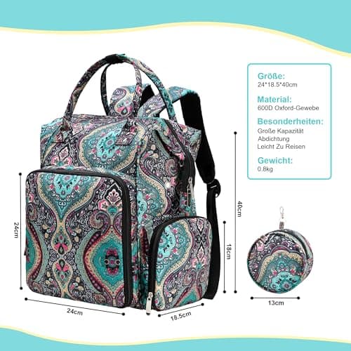 JOZEA Knitting Bag Backpack with USB Charging Port, Large Craft Organiser Bag for Knitting Accessories, Wool Storage for Crochet Projects, 2-Way Travel Bags and Totes(Paisley) — view 5