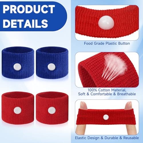 MEIYYJ Motion Sickness Bands for Adults and Kids Travel Sickness Bands Adult Sea Sickness Wristbands for Pregnancy Adults Cruise Travel Essentials,(Red,Blue) — view 3