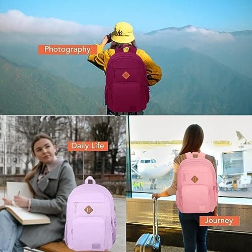 KEOFID Classic Travel Backpack for Men and Women, Anti Theft Laptop Backpack with USB Charging port, Large Bag for College(Purple) — view 5