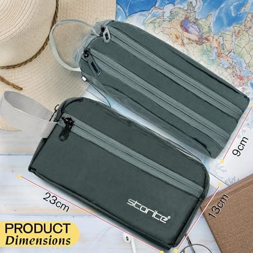 Storite Polyester Multi-Pocket Toiletry Bag for Men & Women Travel, Grooming Kit, Toiletries Shaving Kit & Cosmetics Water Resistance Pouch Organizer Travel Pouch for Make Up (1Pk -Grey) — view 2