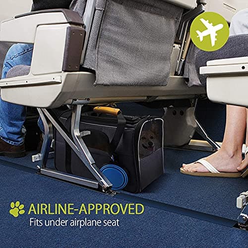 Morpilot Cat Carrier - Airline Approved, Top Opening Portable Dog Bag with Breathable Mesh/Removable Mat, Adjustable Shoulder Strap & Bowl, Foldable Travel Cage, M, Graphite Gray (Max 7kg) — view 2