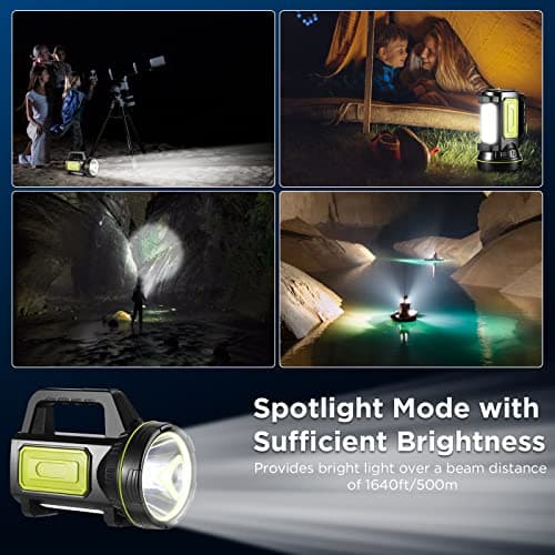 ALLOMN Torch LED Super Bright, Portable Rechargeable Hand Torch High Powered Beam Flashlight Super Bright LED Flashlight Searchlight Waterproof Camping Light Lightweight Camping Lantern — view 6
