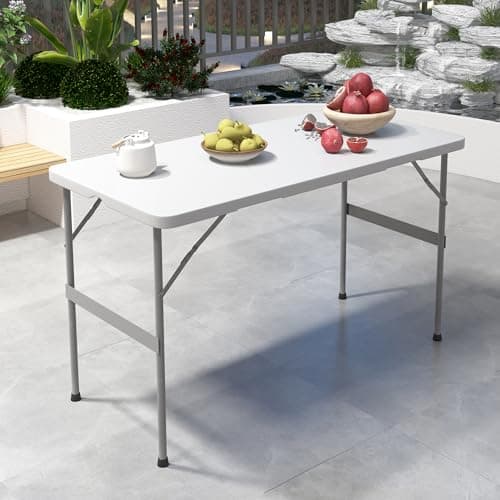 mcc direct 4ft (122cm) Folding Table Heavy Duty – Indoor & Outdoor Plastic Table for Garden, Picnic, BBQ, Camping, Party & Catering (White) — view 2