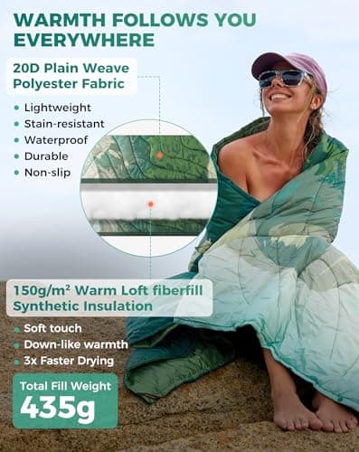 KingCamp Camping Blanket, Lightweight Warm Multifunctional, Verdant Hills — view 3
