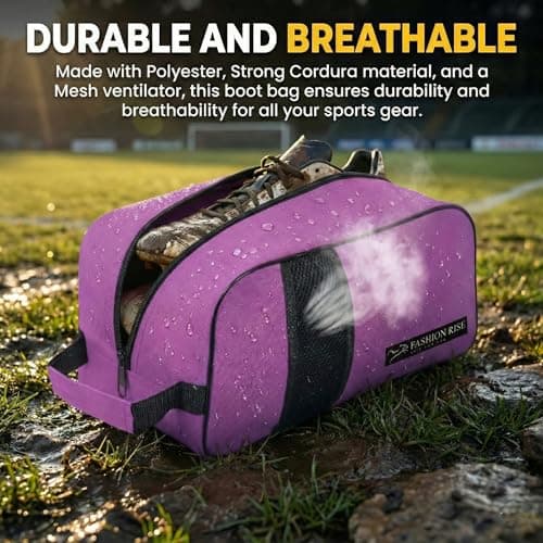 Waterproof Sports Boot/Shoe/Travel Bag for Football Cricket Rugby Golf Toiletry Gym for Men/Women (Black-Purple) — view 3