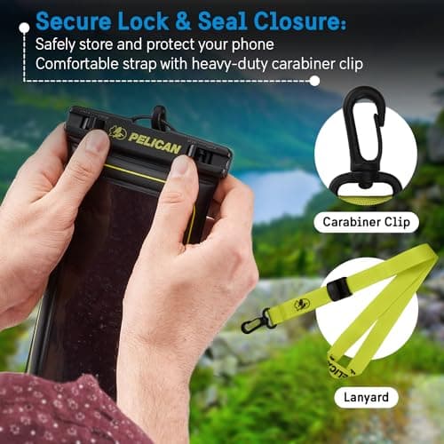 CASE-MATE 2 Pack - Marine Series Waterproof Floating Phone Pouch (Regular Size) - Smartphone Compatible - Black/Hi-Vis Yellow — view 5