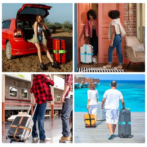 BILIONE 4 Pcs Luggage Straps for Suitcases Strap Lockable Suitcase Belts — view 6