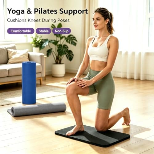 DEAYOU 3 Pack Yoga Knee Pads Cushion, Non Slip Exercise Mat for Pain Free Yoga, Extra-Thick Pilates Knee Mats, Portable Yoga Mat Accessory for Fitness, Elbows, Wrist, Forearms, 61×25×1.5 cm, 3-Color — view 6