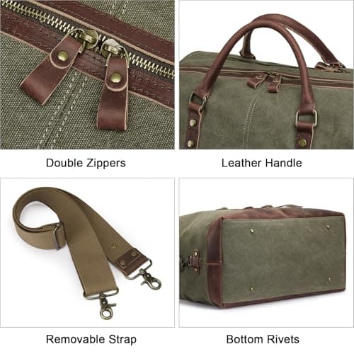 S-ZONE 52L Large Canvas Travel Duffel Bag Unisex Overnight Carryon Handbag — view 6