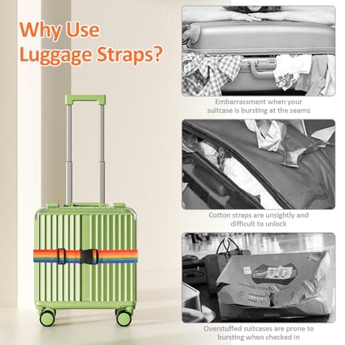 Heavy Duty Luggage Straps for Suitcases Packing Belts Travel Accessories Adjustable Bag Strap 4pc Rainbow — view 5