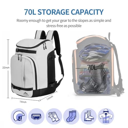 FeedMoo Ski Boot Bag Black White Snowboard Travel Skate Cooler Backpack — view 2