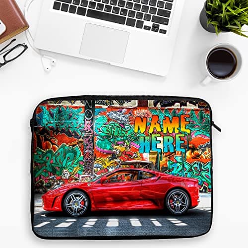 Personalised Race Car Tablet Sleeve Laptop Case Boys iPad Zip Pouch Protective Carry Travel Bag Racing Cars Birthday Gift ST465 (Medium 10” – 13.5”) — view 3
