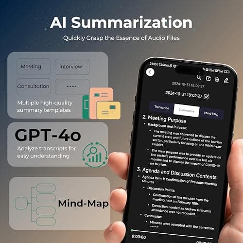 FoCase Note AI Voice Recorder, Transcribe & Summarize, Translation, APP Control with Chat GPT, Magnetic, 64GB Memory, Support 112 Languages, Audio Recorder for Phone Calls, Lectures, Meetings, Black — view 6