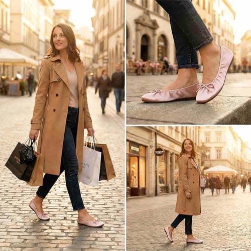 Women's Foldable Flats – Portable Ballet Slippers Shoes for Travel, Wedding – Fits in Purse (S, Rose Gold) — view 2