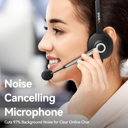 Wantek 682N Headsets with Microphone Noise Cancelling and USB Connector Type C Adapter for Call Center Computers PC Office Business Calls Online Conference Team Meetings Gaming Music — view 3