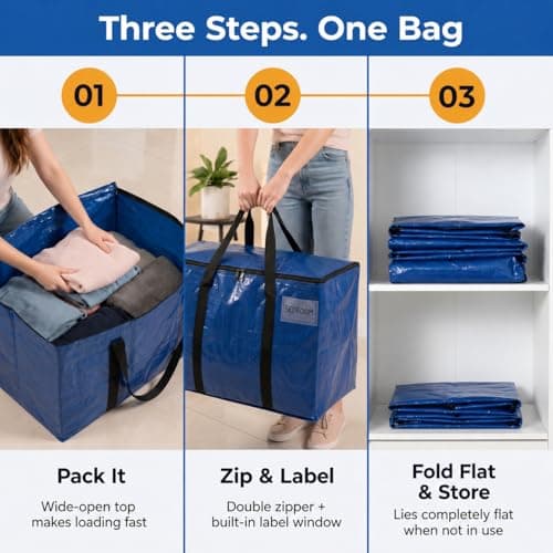 ClearSpace Heavy Duty Moving Bags or Storage Bins with Lids, Blue, 6 Pack — view 5
