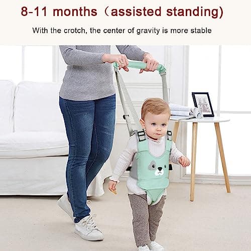 Vicloon Baby Walking Harness, Safe Walking Belt, Hand-Held Baby Walker, Removable, Adjustable Walking Harness, Breathable Handheld Baby Walker Toddler Walking Assistant - Green Puppy — view 5
