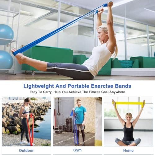 Resistance Bands, Exercise Band with 3 Resistance Levels,1.5M/4.9ft Skin-Friendly Long Resistance Bands Set Men Women, Workout Band Ideal for Pilates, Strength Training, Yoga, Gym, Fitness — view 5