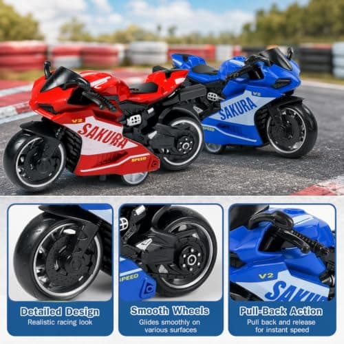 2 PCS Motorbike Toy, Pull‑Back Toy Motorbike for Collectible Entertainment — view 3