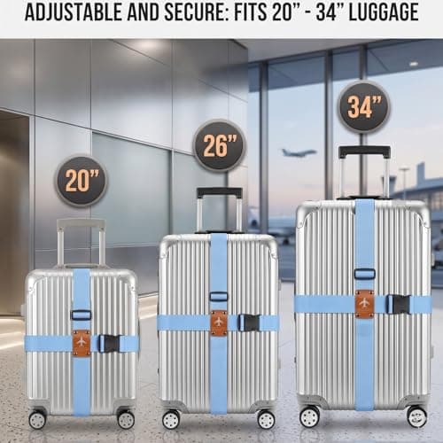 SUWEIR Luggage Straps Set (2 with Lock), Adjustable Suitcase Belts — view 3