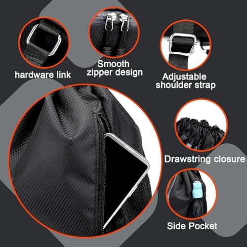 WUBAYI Football Boot Bag, Sports Kit Gym Sack Swimming PE Large Drawstring Bag Unisex With Wet And Dry Separation, Waterproof Gym Bag for Adults Men Women Travel, Sports Beach Holidays(Black) — view 4
