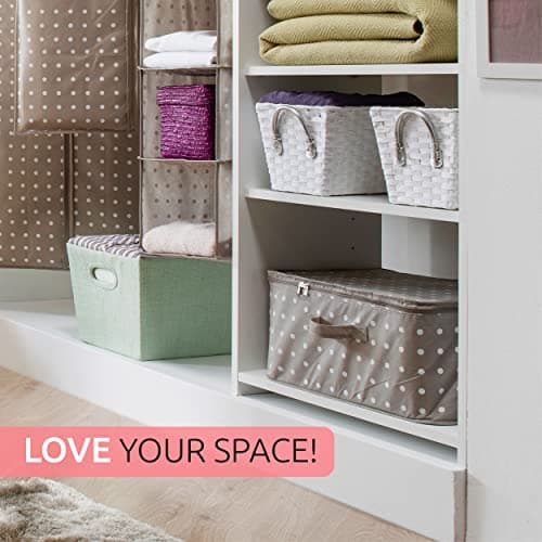 Compactor Clothes Storage Bag with Zip, Foldable Cupboard and Wardrobe Storage Organiser, Large Dustproof and Waterproof Underbed Storage and Clothes Storage Organiser, Rivoli Range, Brown/White — view 6
