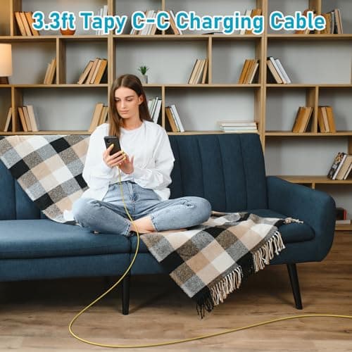 USB C to USB C Cable, 1M 100W Nylon Braided Charger for iPhone 16/16 Plus/16 Pro Max/15/15 Plus/15 Pro Max, MacBook Pro, iPad Pro Air, Samsung S24/S24 Ultra/S23 USBC-Yellow — view 6