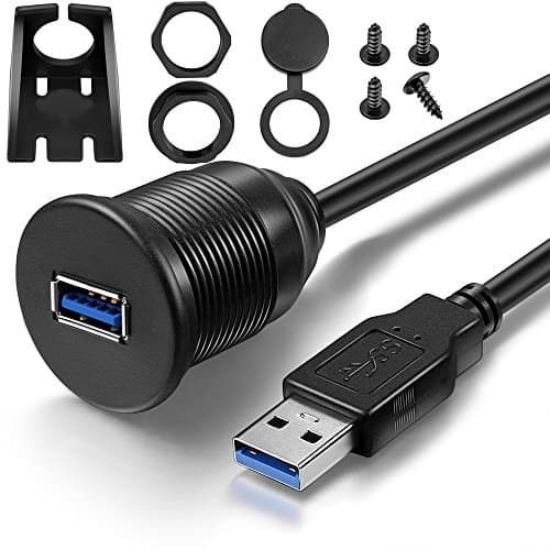 OBSTORM USB 3.0 AUX Flush Mount Car Mount Extension Cable, 1 meter