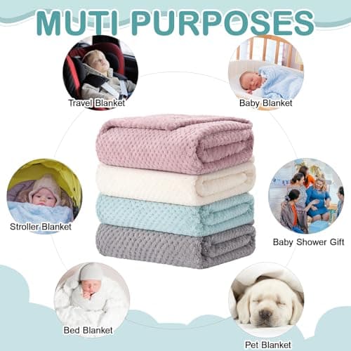 4 Pack Fleece Baby Blanket, Nursery Blanket for Newborn 70x100 cm, 4 Colour — view 4