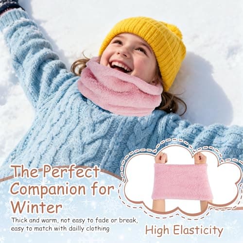 flintronic Kids Neck Scarves, Loop Scarf Set, Girls Boys Neck Warmer, Children Autumn Winter Scarf, Thermal Windproof, for Toddler Boys Girls, Pink — view 4