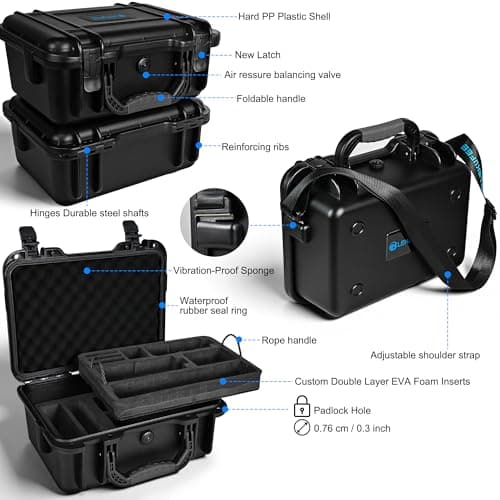 LEKUFEE Waterproof Hard Case for Insta360 X5, Insta360 X4/X3, X4 Air, Standard Bundle, Starter Bundle, Essentials Bundle, Motorcycle Bundle, and More Accessories(Case Only) — view 3