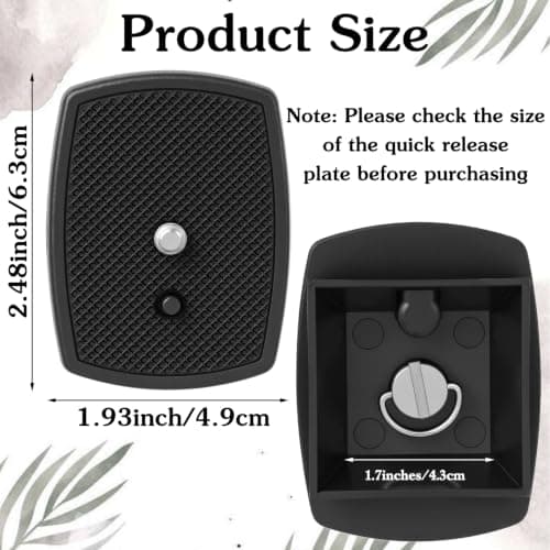 2 Pack Tripod Quick Release Plate Universal Camera Quick Release Plate with 1/4 Inch Screw Camera Mounting Adapter Ball Head Parts Replacement Adapters for Most Tripods Black — view 2