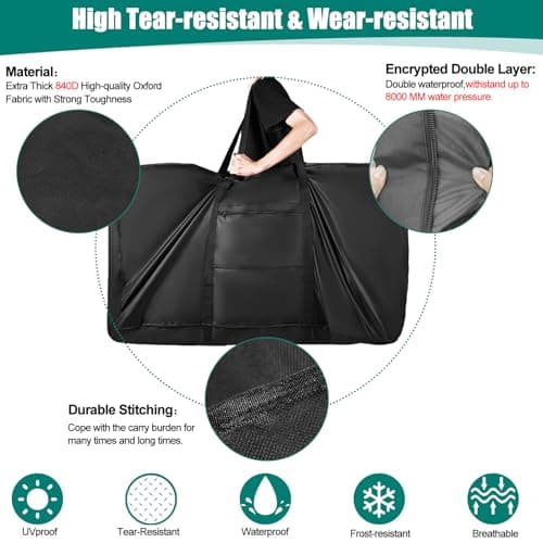 Bike Travel Bag for Airplane,Premium 900D Bike Transport Bag for 26 inch to 29 inch Mountain Bicycle and Road Bike,Heavy Duty Bicycle Box for Air Travel with Strong Webbing for Air Travel — view 3