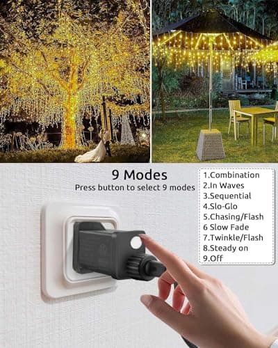 Dekofun Transformer for Christmas Lights 6W 31V Transformer Plug, 9 Modes Christmas Tree Lights Plug Adapter with Timer Function, IP44 Waterproof for XMAS Lights, Festoon Lights, String Lights — view 6