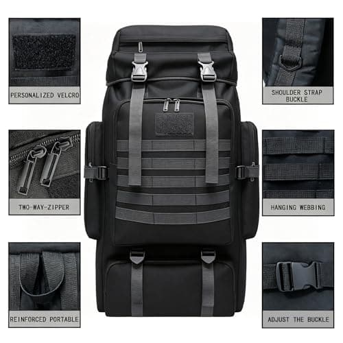 Wesoke 80L 100 liters Camping Hiking Backpack for Men, Extra Large Survival Hunting Backpack, Waterproof Big Molle Military Tactical Rucksack, Oversized Outdoor Sport Travel Daypack — view 3