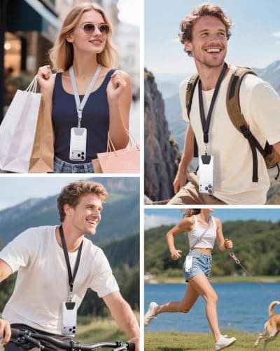 takyu 2 Pack Phone Lanyard Adjustable Strap with 4 Tethers Black & Grey — view 2