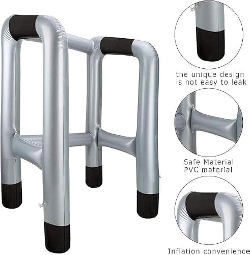 Labela® Inflatable Walking Frame with Walking Stick Novelty Costume Prop Funny Old Age Gag Toy for Fancy Dress Parties Birthdays Halloween and Stage Performances — view 2