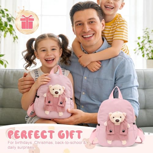 Aucuu Cute Bear Small Toddler School Bag, Kids Backpack, Toddler Backpack for Boys Girls, Cartoon Preschool Kindergarten Elementary Rucksack, Mini Children Backpack for School & Travel (S) — view 6