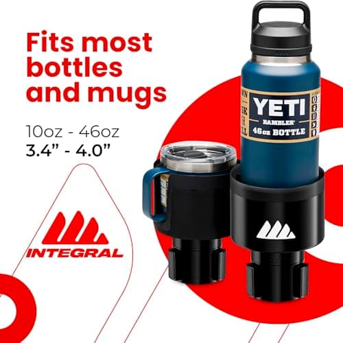 Integral Ultimate Expander Car Cup Holder Expander Adapter, Adjustable Base for Yeti Rambler Coffee Cups, 397/680/1020/1300ml Hydro Flasks, 36/38oz Bottles, 3.5-4" Bottles — view 2